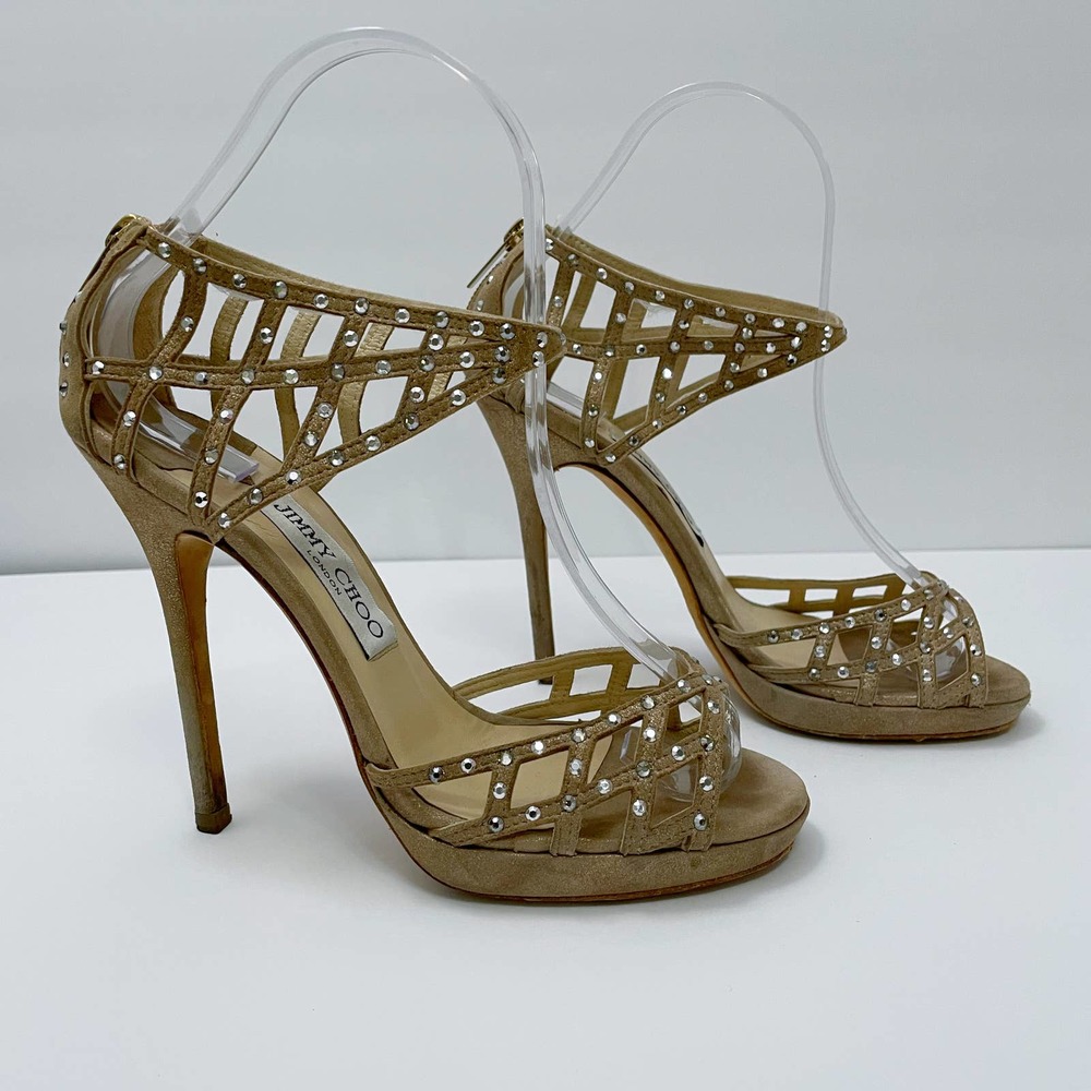 Jimmy Choo Gold Strappy Heels - Picture 3 of 10